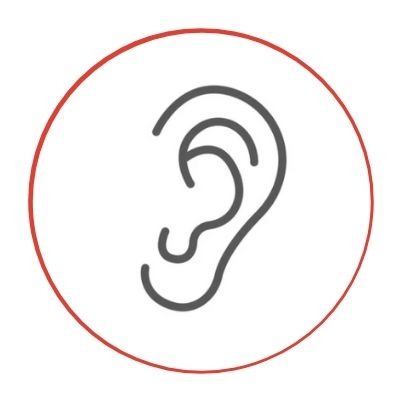 Schéma d'une oreille sans appareil auditif pour symboliser les personnes entendantes